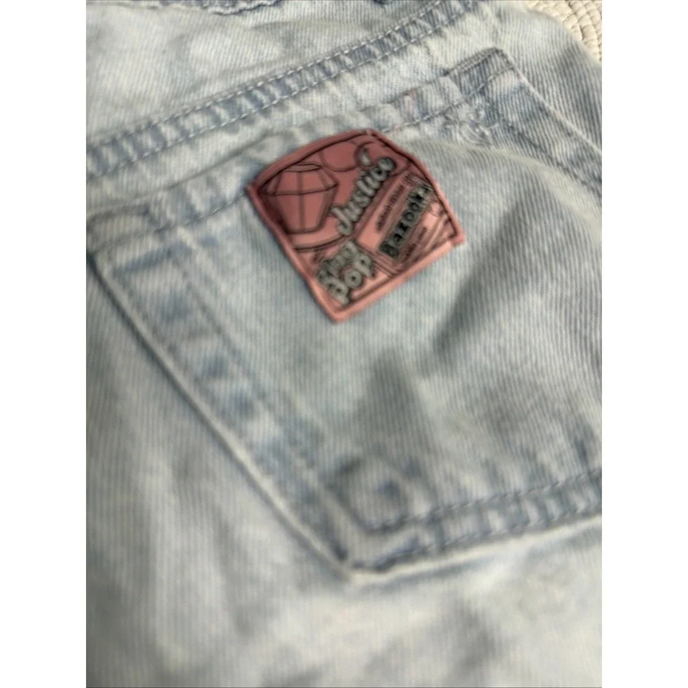 Justice Light Wash Jeans with Pink Balloon & Red Ring Pop Art Girls Sz 10